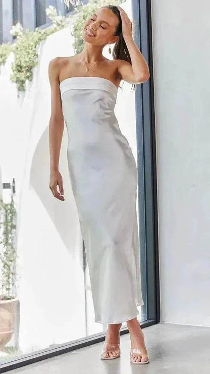 Nouvelle robe bustier sans manches et sans dos pour femme, style socialite élégant, printemps et été, style européen et américain