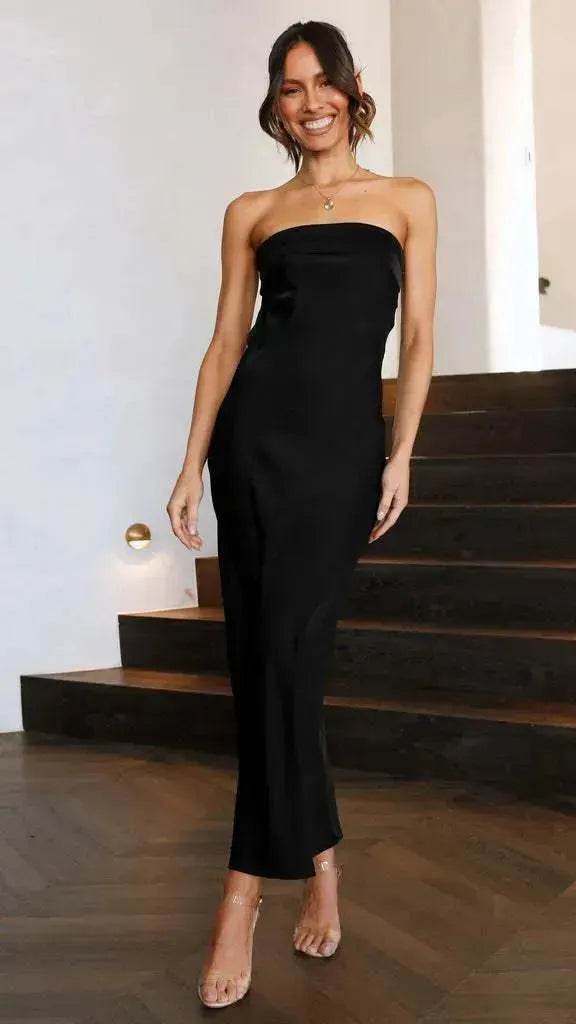 Nouvelle robe bustier sans manches et sans dos pour femme, style socialite élégant, printemps et été, style européen et américain