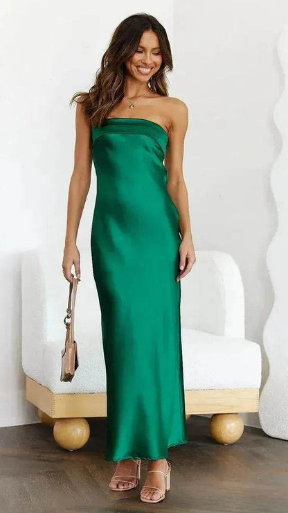 Nouvelle robe bustier sans manches et sans dos pour femme, style socialite élégant, printemps et été, style européen et américain