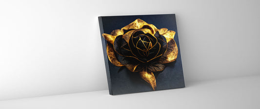 Impression sur toile-Fleur noire et or-Art mural