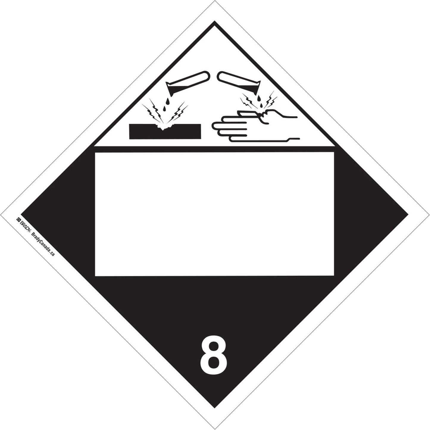 Corrosive Materials TDG Placard, Plastic
