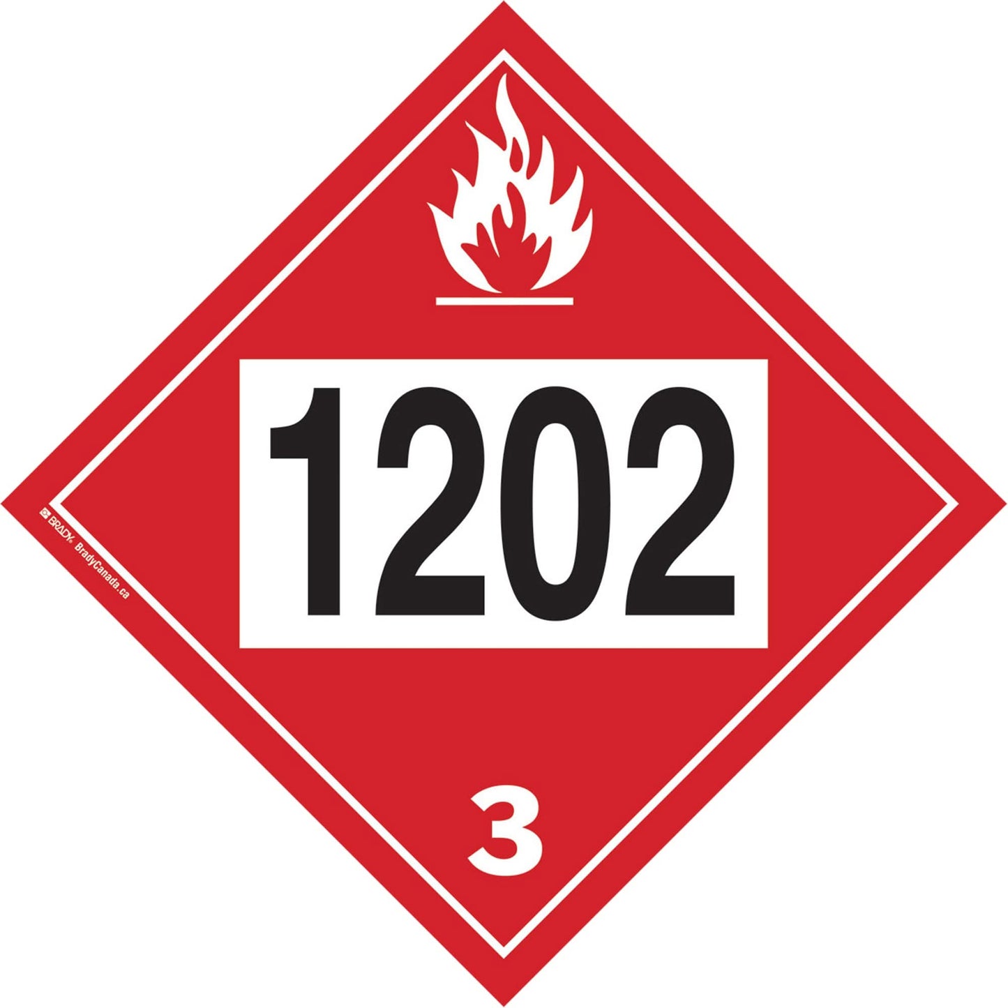 1202 Fuel Oil Flammable Liquid TDG Placard, Plastic