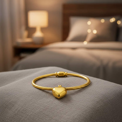 Bracelet Charme Cœur Minimaliste en Plaqué Or - Bijou Délicat en Plaqué Or 18 Carats