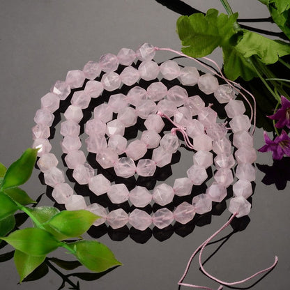 Rose Quartz Star Cut Gemstone Bead