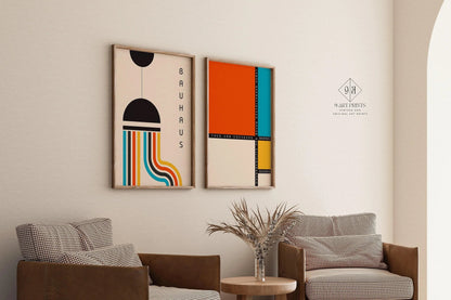 STATEMENT DUO Colourful Bauhaus |  | Mid-Century Modern Art Print Posters | available framed