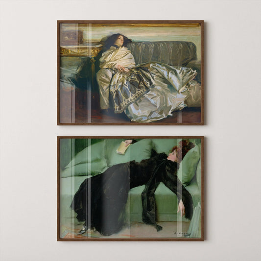 Duo d'imprimés d'art Ramon Casas & Sargent : Giclée de dames fatiguées