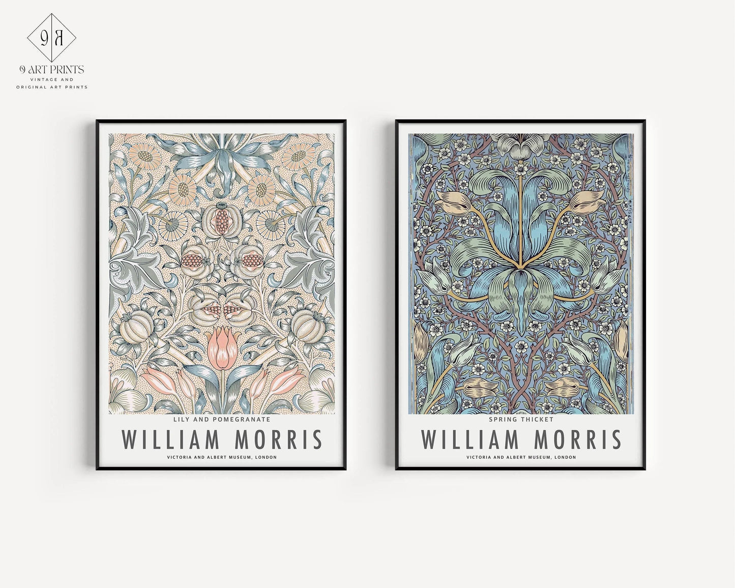 William Morris Prints: Botanical Art, Spring Thicket & Lily (Framed)