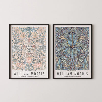 William Morris Prints: Botanical Art, Spring Thicket & Lily (Framed)