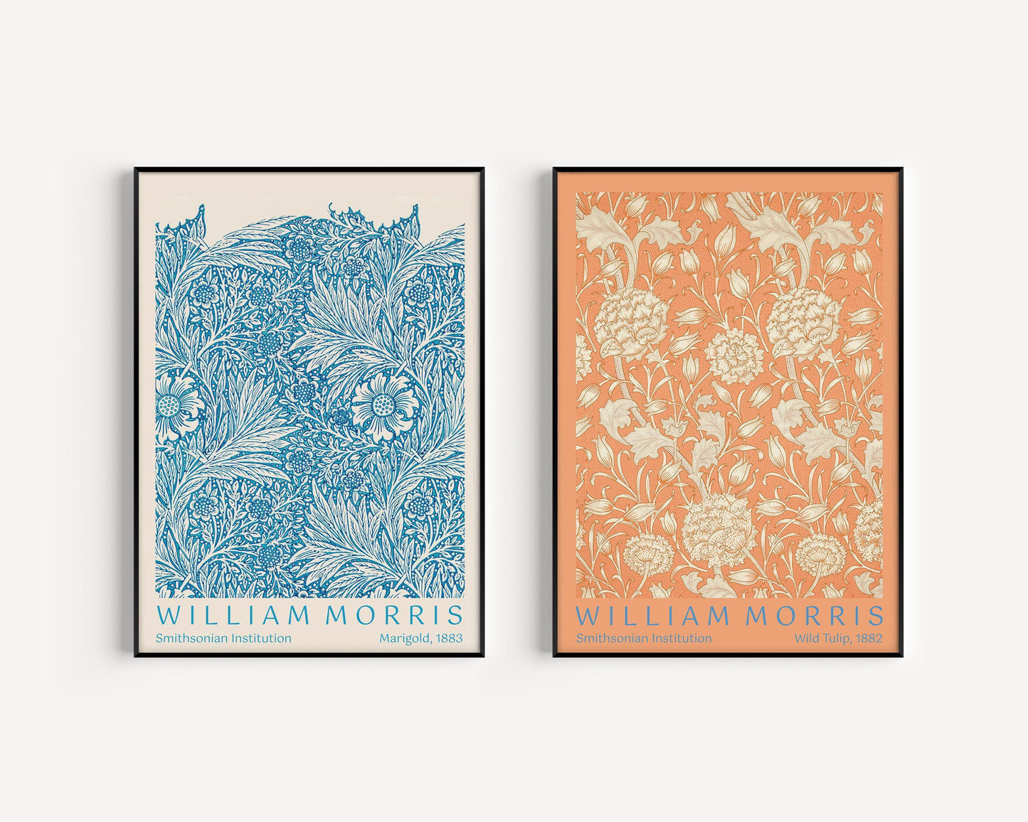 William Morris Botanical Print Set: Wild Tulip & Marigold, Vintage Art