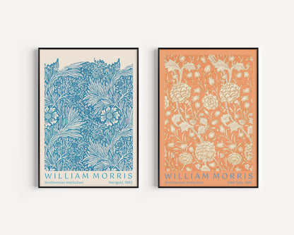 William Morris Botanical Print Set: Wild Tulip & Marigold, Vintage Art