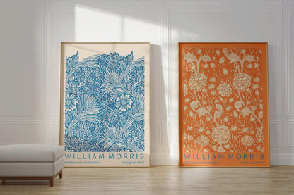 William Morris Botanical Print Set: Wild Tulip & Marigold, Vintage Art