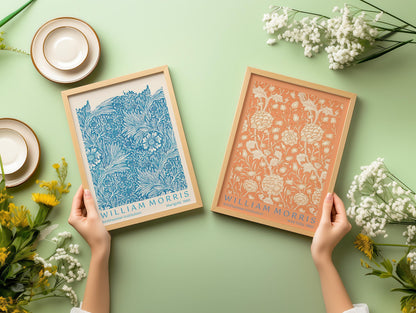 William Morris Botanical Print Set: Wild Tulip & Marigold, Vintage Art