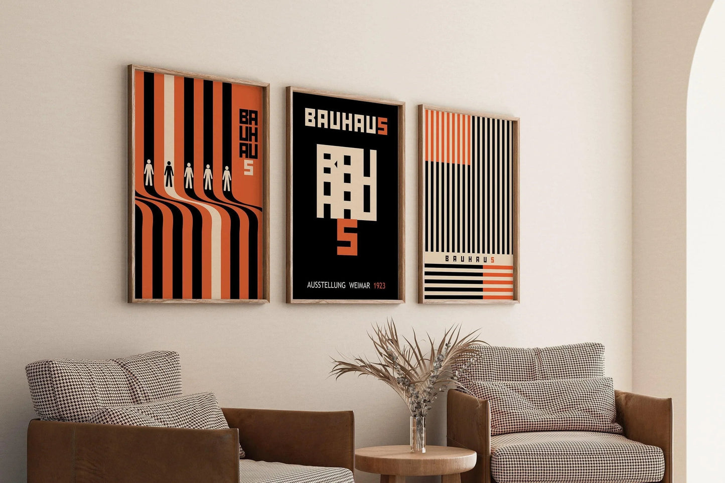 STATEMENT TRIO Bauhaus Black Orange Posters |Our Bestselling Mid-Century Modern Ausstellung Set | available framed