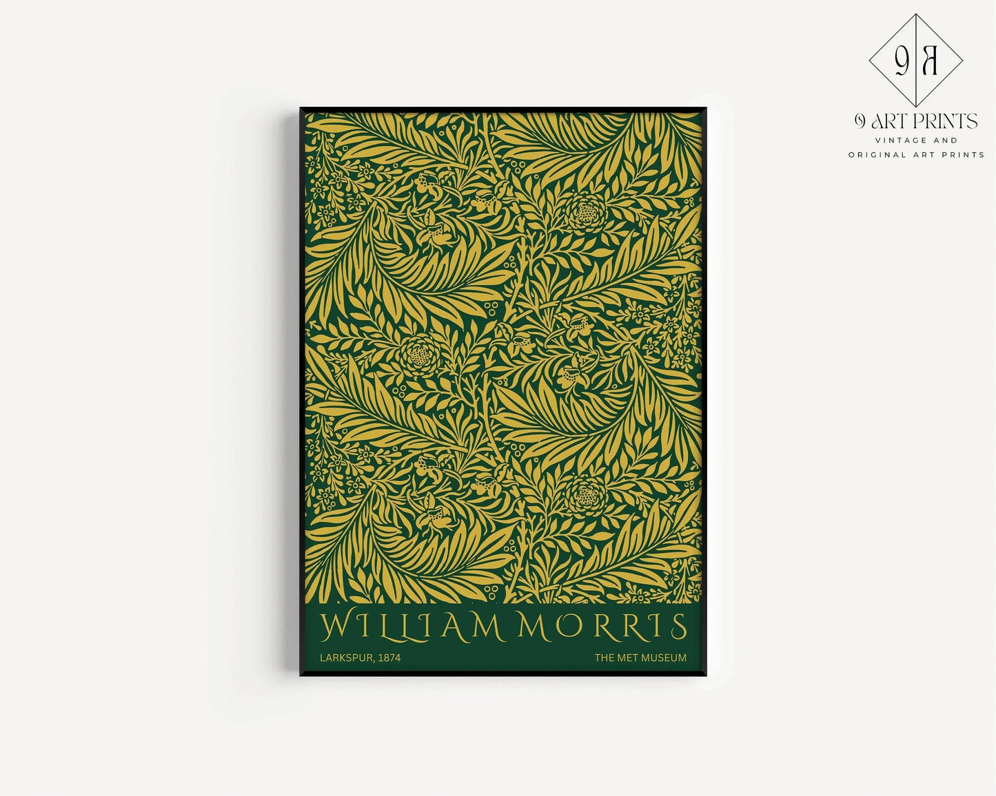 Bauhaus William Morris Matisse Art Print Set: Emerald Green Gold (Framed or Unframed)