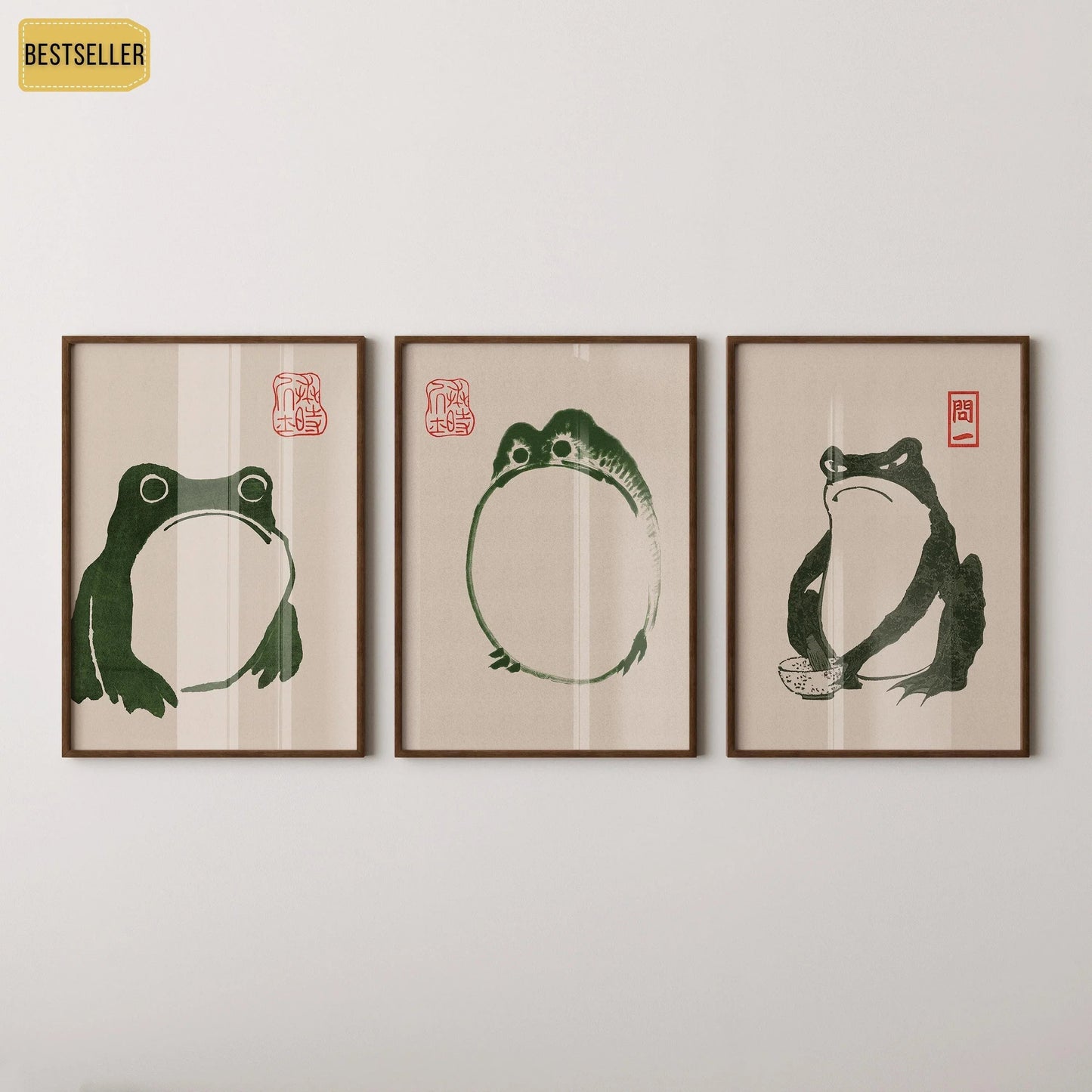 Matsumoto Hoji's Three Frogs Print: Vintage Japanese Woodblock Art