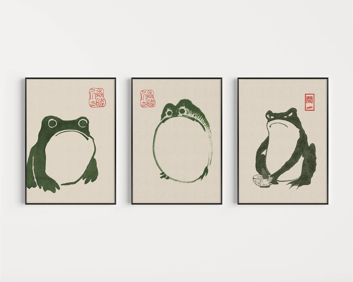 Matsumoto Hoji's Three Frogs Print: Vintage Japanese Woodblock Art