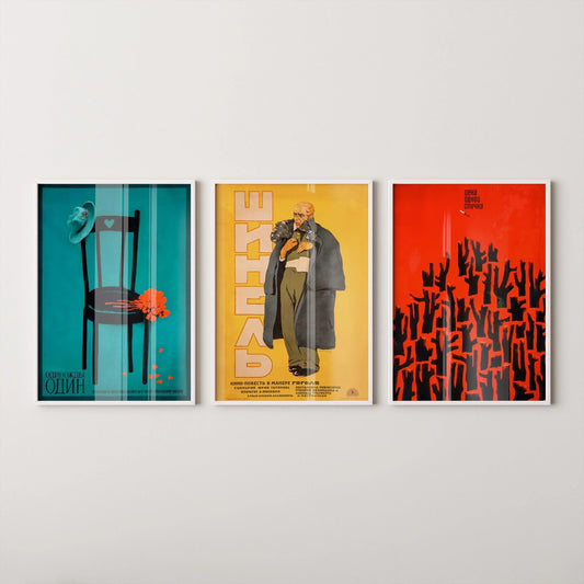 DÉCLARATION TRIO Affiches soviétiques - "Une fois l'un", "Prix d'une allumette" et "Le Manteau" de Gogol || Couleurs saisissantes (Disponible encadré)