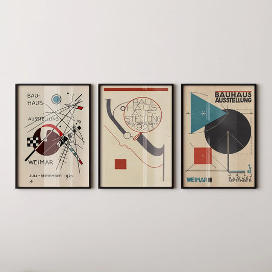 DÉCLARATION TRIO Bauhaus Vintage | Estampes d'exposition Mid-Century | Disponibles encadrées ou non encadrées