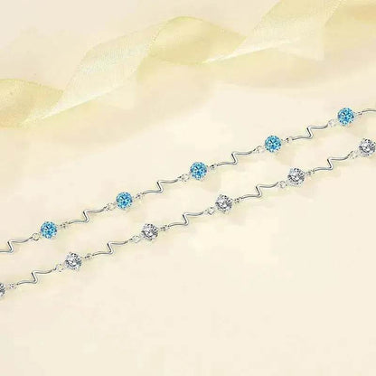 Bracelet en argent sterling en forme de cœur avec cristaux, bracelet éclair en argent pour femme