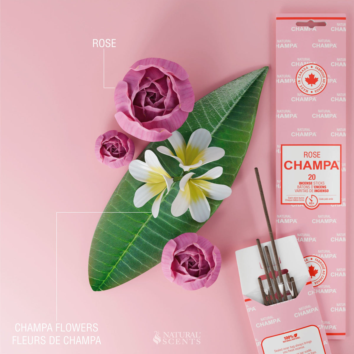 Bâtonnets d'encens Rose Champa