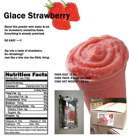 Strawberry 4 in 1 Mix for Bubble Tea, Smoothies, Lattes and Frappes, 3 lbs. Bag (Case 6 x 3 lbs. Bags)  - Ships Free Within Canada on Orders Above CAD $199