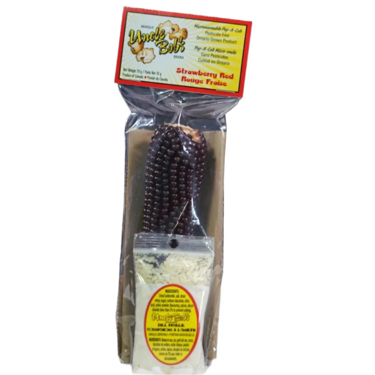 Strawberry Red Pop-a-Cob with Dill Pickle Seasoning