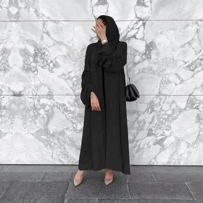 Muslim Dubai Middle East Arab Turkey Stitching Sleeved  Abaya Jacket Dress