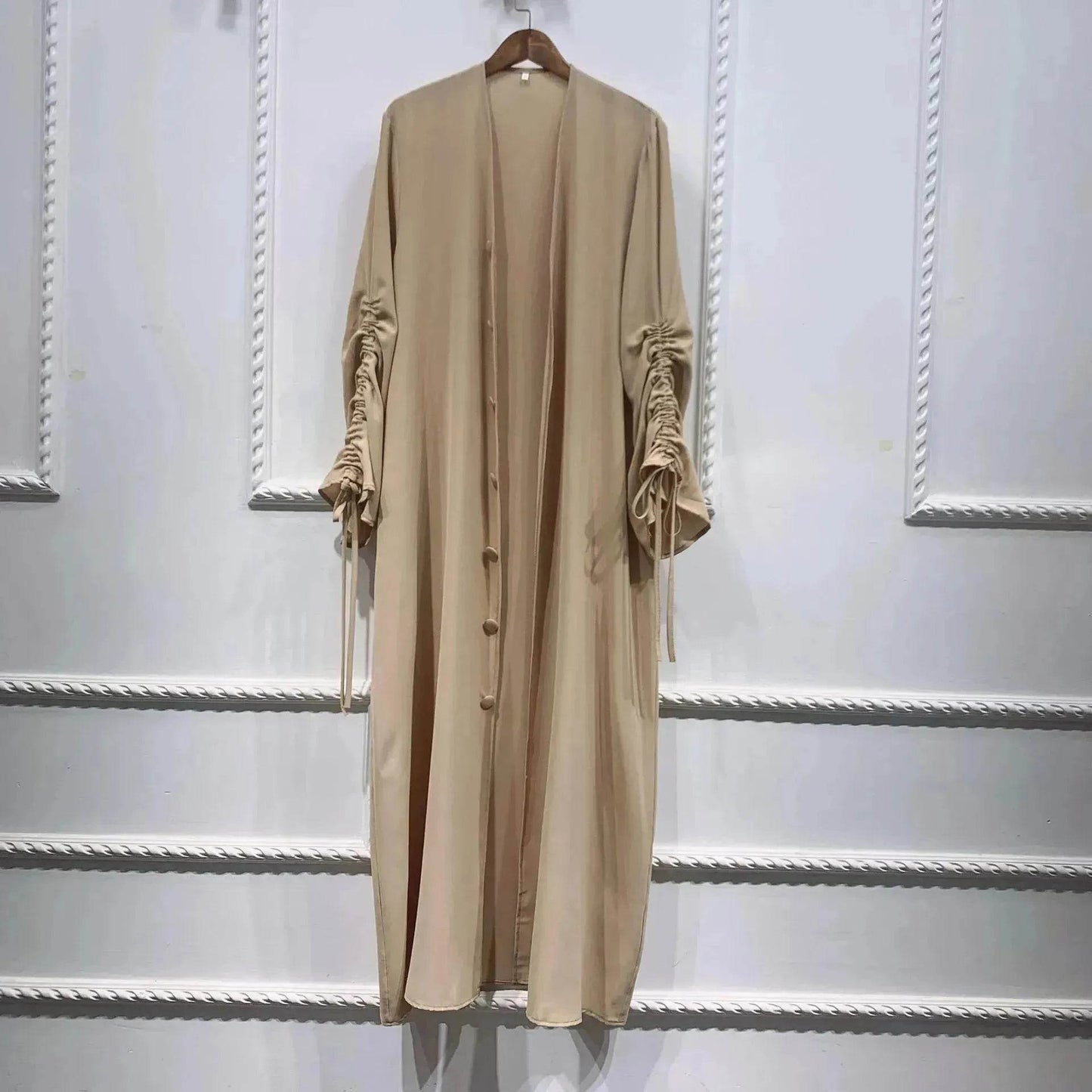 Muslim Dubai Middle East Arab Turkey Stitching Sleeved  Abaya Jacket Dress