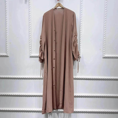 Muslim Dubai Middle East Arab Turkey Stitching Sleeved  Abaya Jacket Dress
