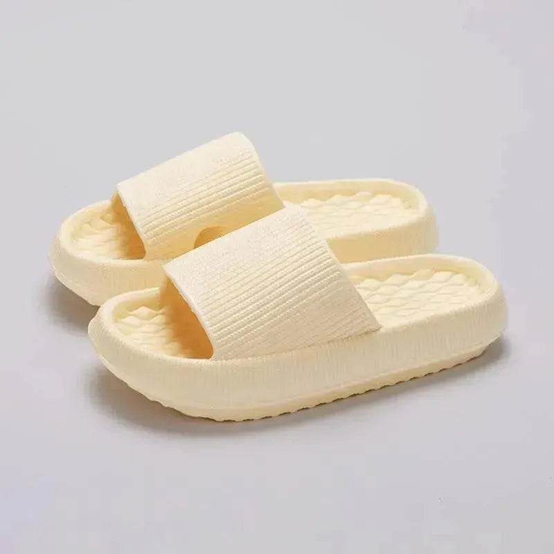 Summer EVA Slippers Solid Color Rhombus Stripe Anti-slip Slippers New Women's Home Shoes