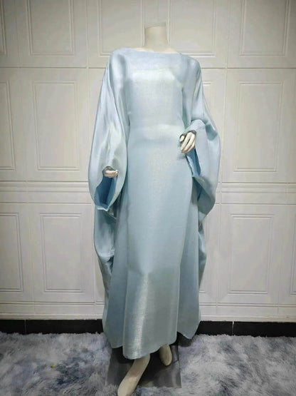 Fashion Satin Waist Muslim Abaya Dress for Arab Dubai Turkey Middle East Women