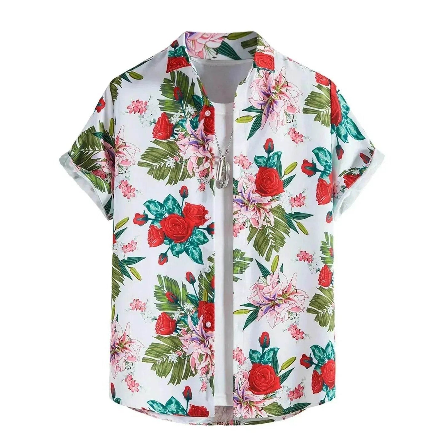 Chemise hawaïenne à manches courtes pour homme, imprimée en 3D
