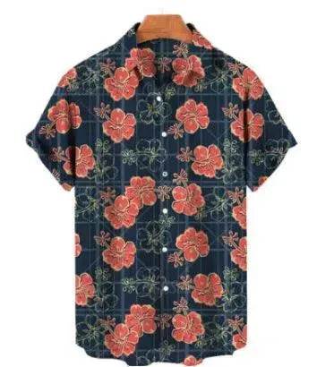 Chemise hawaïenne à manches courtes pour homme, imprimée en 3D