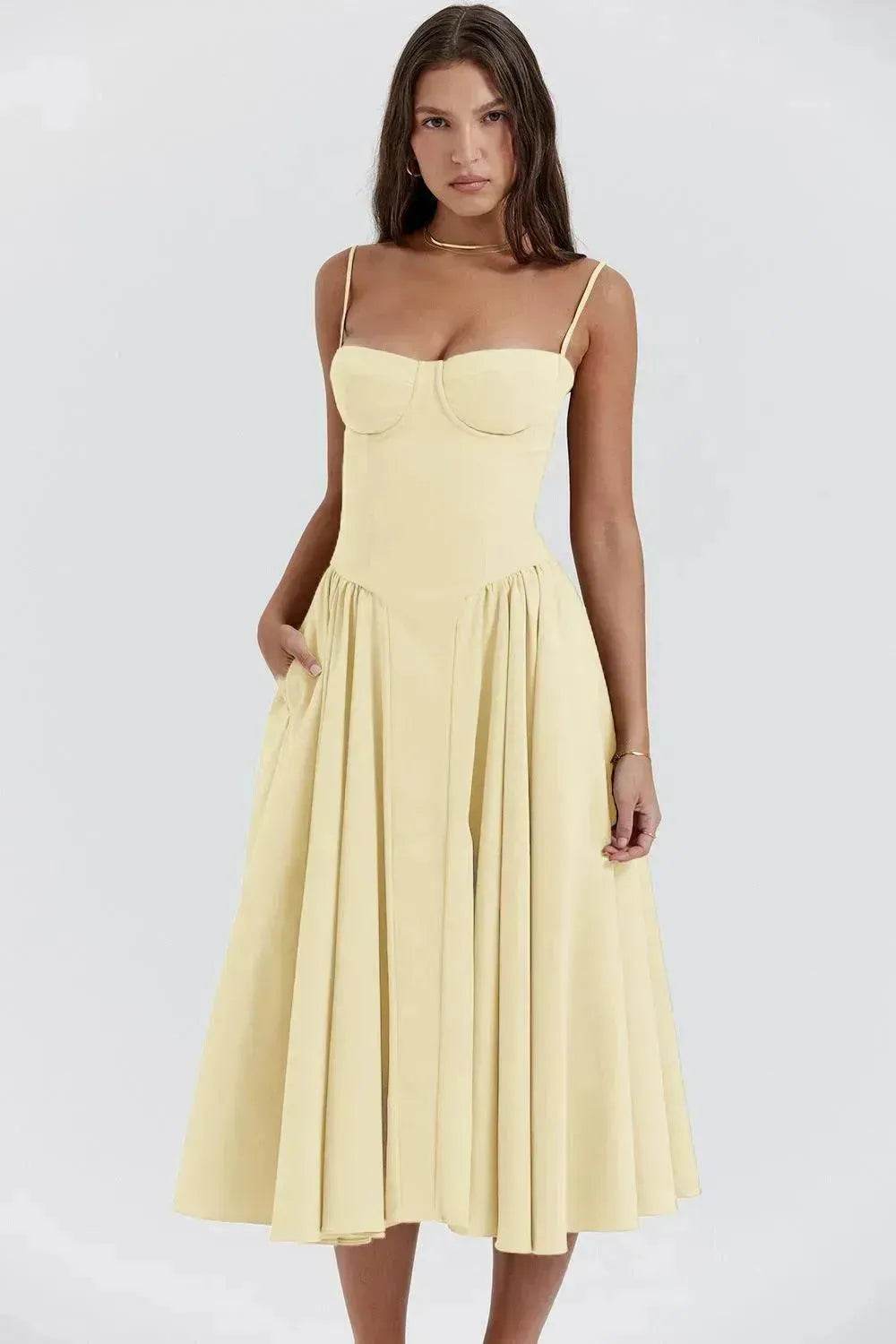Suspender Dress Summer Elegant Low-cut Slim Backless Sling Dress For Women Clothing Party Evening