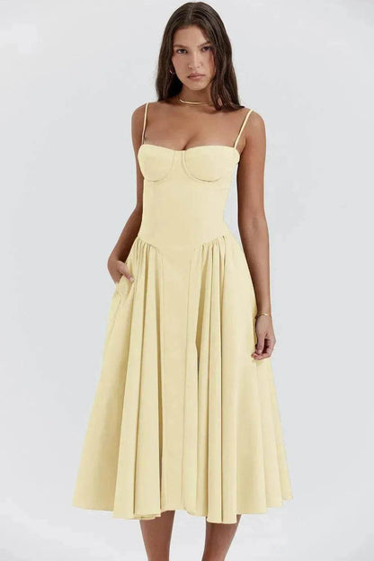 Suspender Dress Summer Elegant Low-cut Slim Backless Sling Dress For Women Clothing Party Evening