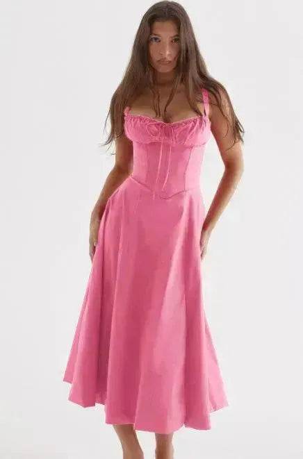 Suspender Dress Summer Elegant Low-cut Slim Backless Sling Dress For Women Clothing Party Evening