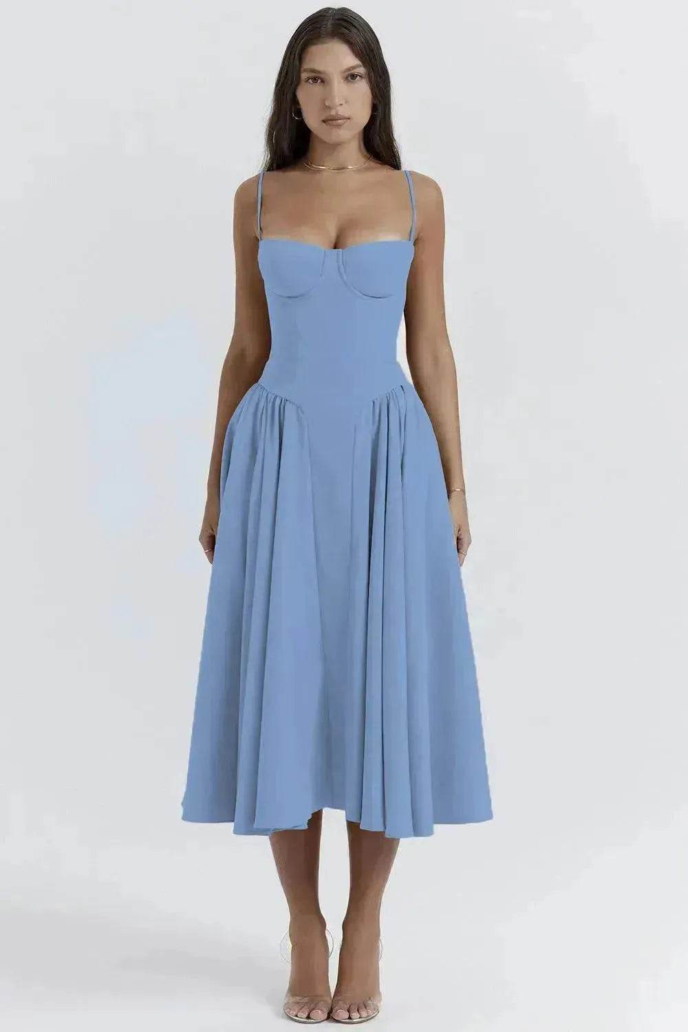 Suspender Dress Summer Elegant Low-cut Slim Backless Sling Dress For Women Clothing Party Evening