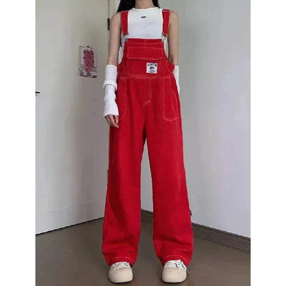 Suspender Pants High Waist Loose Straight Slimming Women