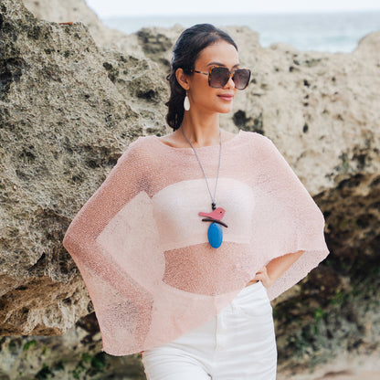 Poncho en tulle transparent - Rose bébé