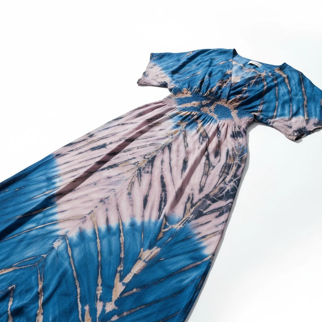 Tie Dye Lapis Ombre Maxi Dress - Blue & Pink
