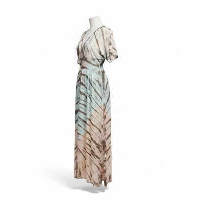 Tie Dye Maxi Dress With V-Neckline