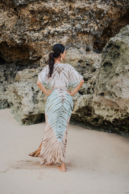 Tie Dye Maxi Dress With V-Neckline