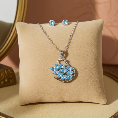 Swan Necklace Pendant & Ear Studs