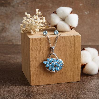 Swan Necklace Pendant & Ear Studs