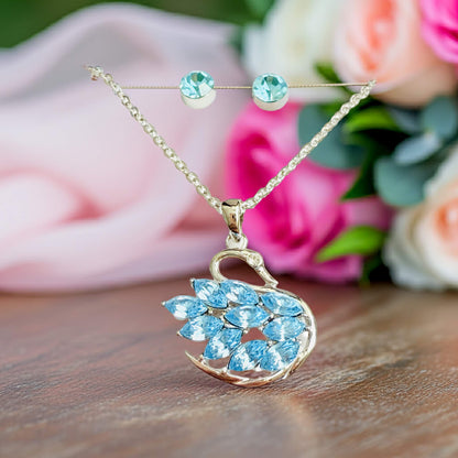 Swan Necklace Pendant & Ear Studs