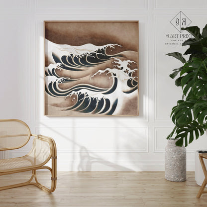 Estampe d'art Vagues japonaises : Giclée vintage Vagues de l'océan (1x1)