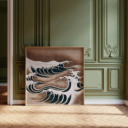 Estampe d'art Vagues japonaises : Giclée vintage Vagues de l'océan (1x1)