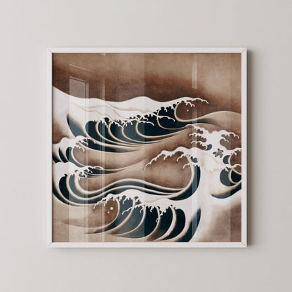 Estampe d'art Vagues japonaises : Giclée vintage Vagues de l'océan (1x1)