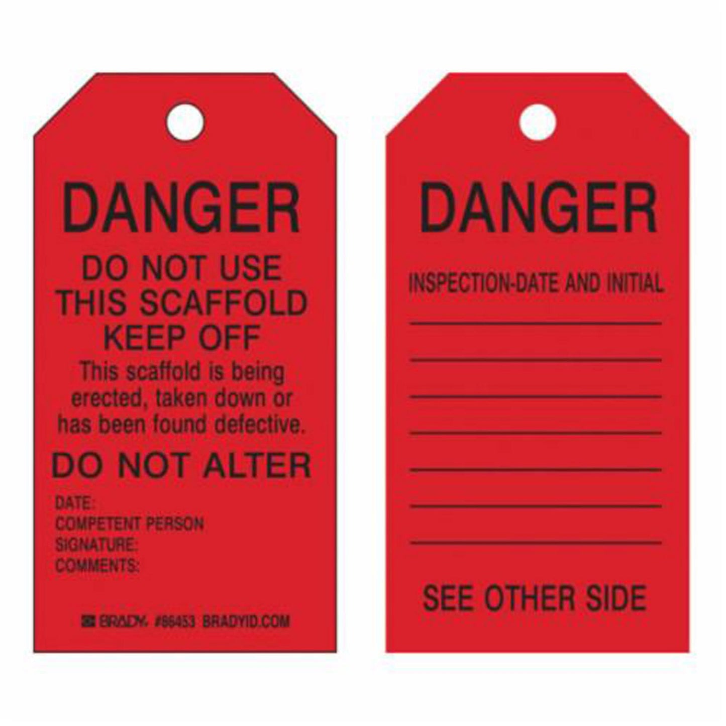 Scaffold Safety Tags, Paper, 3" W x 5-3/4" H, English