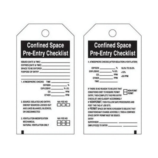 "Confined Space" Tags, Polyester, 3" W x 5-3/4" H, English